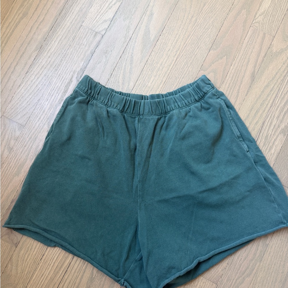 aerie Forest Green Elastic-Waist Shorts